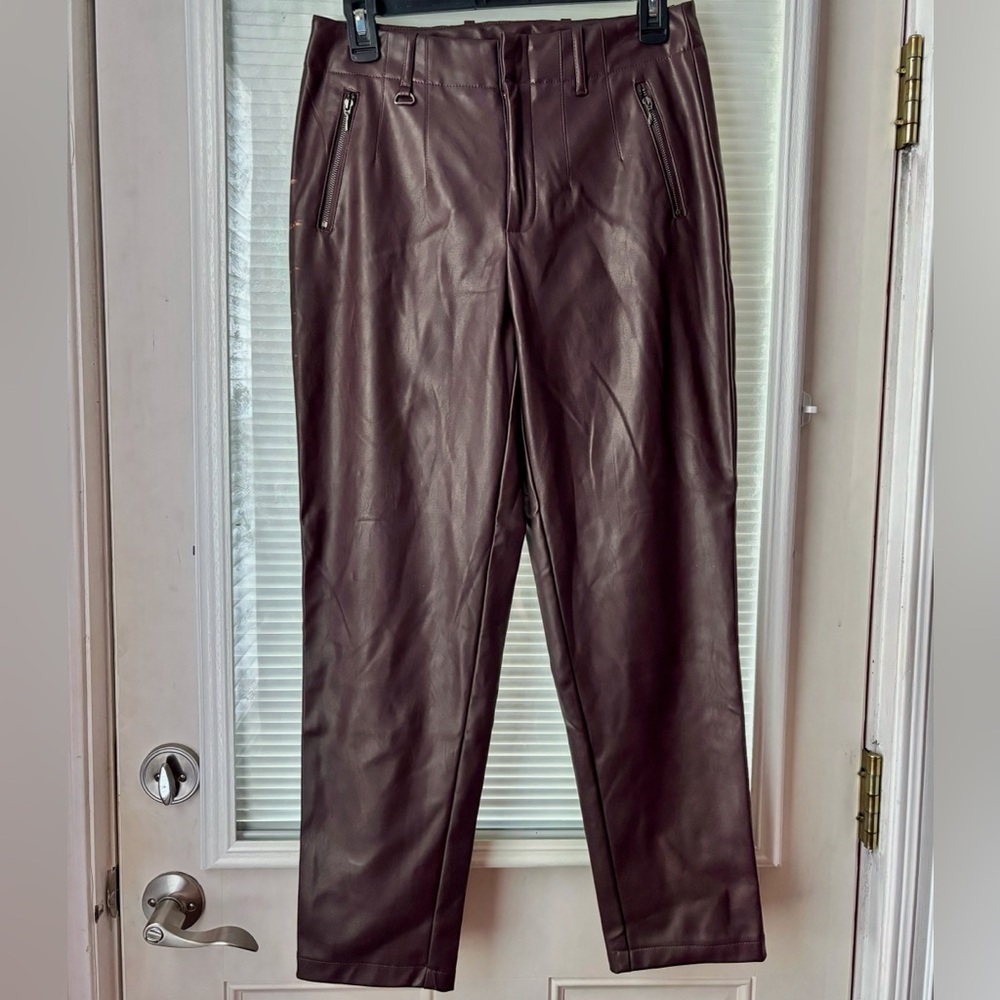 The Limited Plum “Leather” Warm Straight Leg Pants
